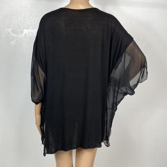 LOLA Italian Black Beaded Sheer Half Length Sleeves Top Blouse - Picture 3 of 8